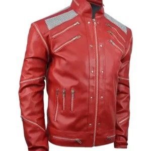 Michael Jackson Beat It Jacket – MJ Beat It Faux Leather Red Costume Jacket Side Look