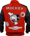 Michael Jackson Red And Black Wool With PU Leather Varsity Jacket Back Look