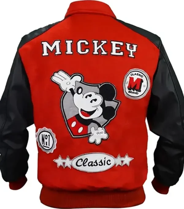 Michael Jackson Red And Black Wool With PU Leather Varsity Jacket Back Look