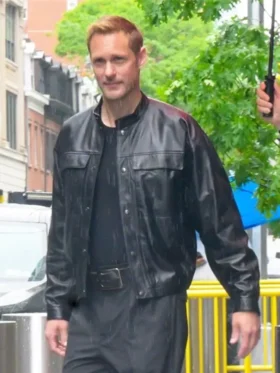 Murderbot Alexander Skarsgård Black Leather Jacket Side