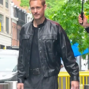 Murderbot Alexander Skarsgård Black Leather Jacket Side