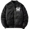 New York Yankees Black Satin Varsity Jacket