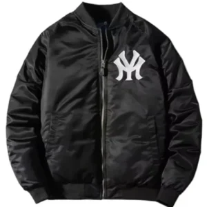 New York Yankees Black Satin Varsity Jacket