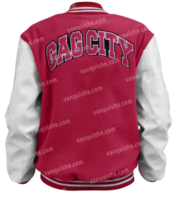 Nicki Minaj Pink Letterman Wool Jacket Back