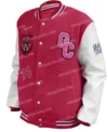 Nicki Minaj Pink Letterman Wool Jacket Side Look