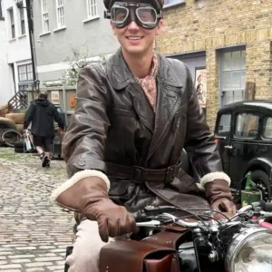 Outrageous S01 Calam Lynch Brown Leather Coat Side