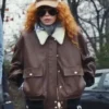 Poker Face S02 Charlie Cale Brown Leather Jacket Front