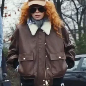 Poker Face S02 Charlie Cale Brown Leather Jacket Front