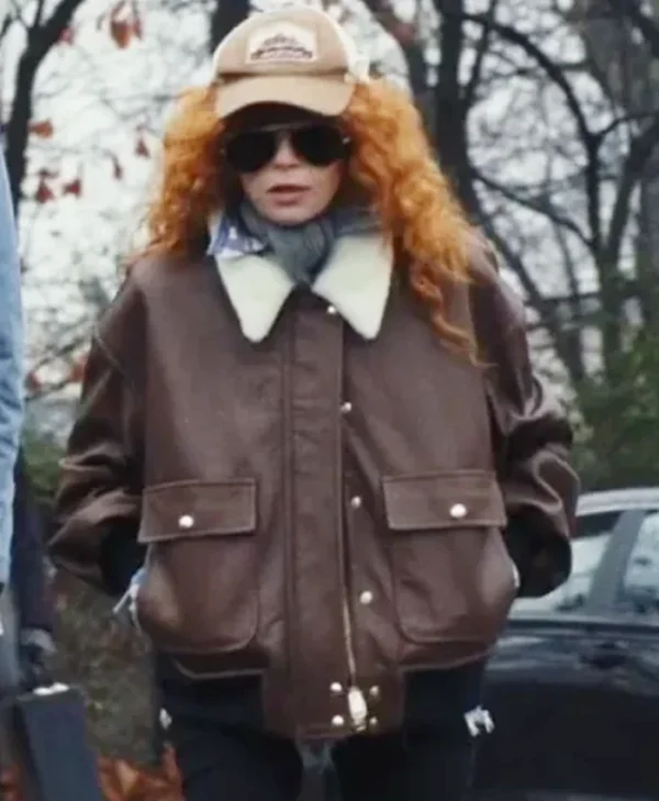 Poker Face S02 Charlie Cale Brown Leather Jacket Front