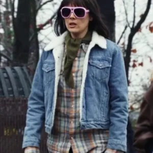 Poker Face S02 Patti Harrison Blue Shearling Denim Jacket