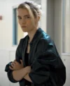 Relay 2025 Willa Fitzgerald Black Bomber Leather Jacket