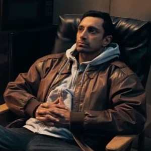 Relay Riz Ahmed Brown Leather Jacket Side