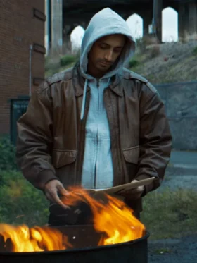 Relay Riz Ahmed Brown Leather Jacket