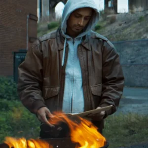 Relay Riz Ahmed Brown Leather Jacket