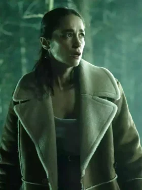 Revival S01 Melanie Scrofano Brown Shearling Leather Coat