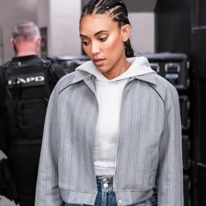 SWAT S08 Annie Ilonzeh Striped Bomber Jacket Side