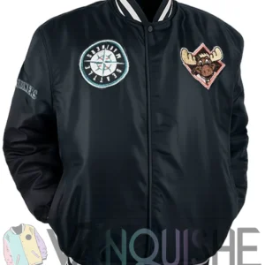 Seattle Mariners Mariner Moose Navy Blue Satin Jacket right