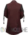Steampunk Gothic Costume Coat, Halloween Black and Marron Leather Jacket back
