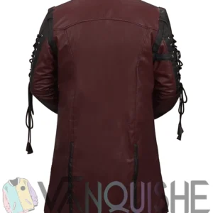 Steampunk Gothic Costume Coat, Halloween Black and Marron Leather Jacket back