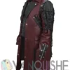 Steampunk Gothic Costume Coat, Halloween Black and Marron Leather Jacket left