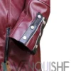 Steampunk Gothic Costume Coat, Halloween Black and Marron Leather Jacket left sleeve