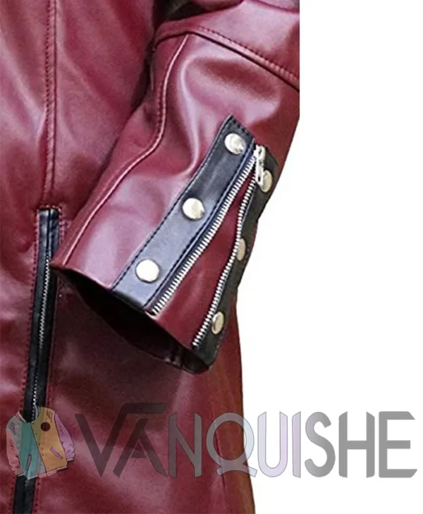 Steampunk Gothic Costume Coat, Halloween Black and Marron Leather Jacket left sleeve