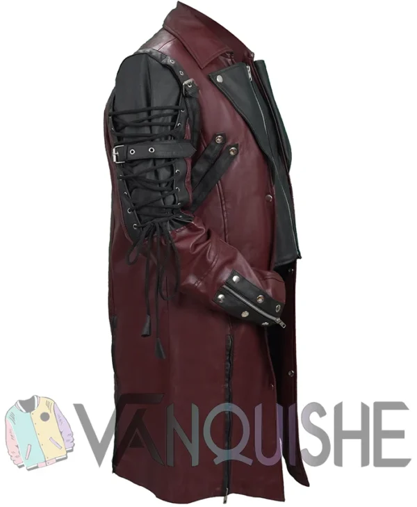 Steampunk Gothic Costume Coat, Halloween Black and Marron Leather Jacket right