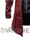 Steampunk Gothic Costume Coat, Halloween Black and Marron Leather Jacket right sleeve