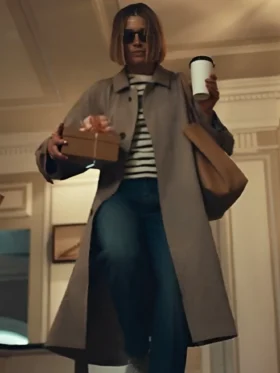 The Better Sister S01 Jessica Biel Brown Trench Coat Back