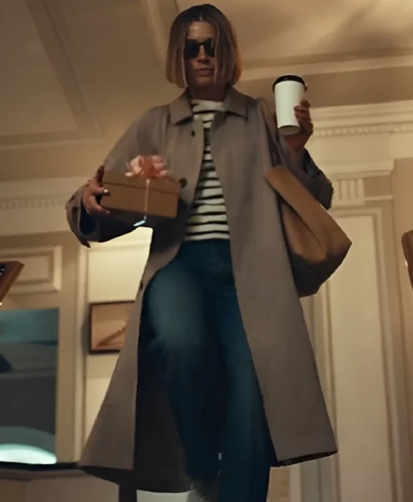 The Better Sister S01 Jessica Biel Brown Trench Coat Back