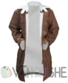 The Dark Knight Rises Tom Hardy Bane Shearling Leather Trench Coat Jacket front