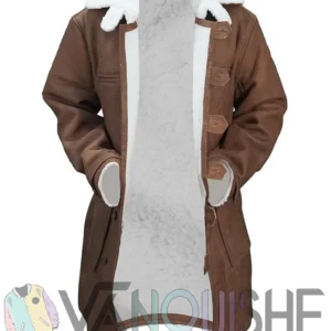 The Dark Knight Rises Tom Hardy Bane Shearling Leather Trench Coat Jacket front