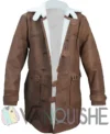 The Dark Knight Rises Tom Hardy Bane Shearling Leather Trench Coat Jacket frontt