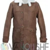 The Dark Knight Rises Tom Hardy Bane Shearling Leather Trench Coat Jacket fronttt