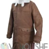 The Dark Knight Rises Tom Hardy Bane Shearling Leather Trench Coat Jacket leftt