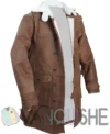 The Dark Knight Rises Tom Hardy Bane Shearling Leather Trench Coat Jacket right