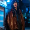 The Defects Won Jin-ah Brown Leather Jacket Side