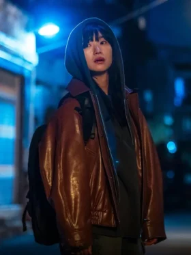 The Defects Won Jin-ah Brown Leather Jacket Side