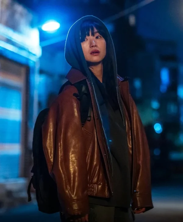 The Defects Won Jin-ah Brown Leather Jacket Side