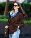 The Devil Wears Prada 2 Anne Hathaway Brown Suede Leather Blazer