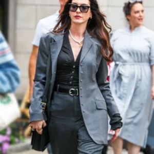 The Devil Wears Prada 2 Anne Hathaway Grey Blazer Side