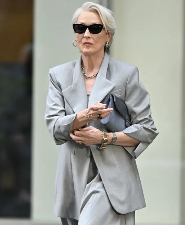 The Devil Wears Prada 2 Meryl Streep Grey Blazer Side