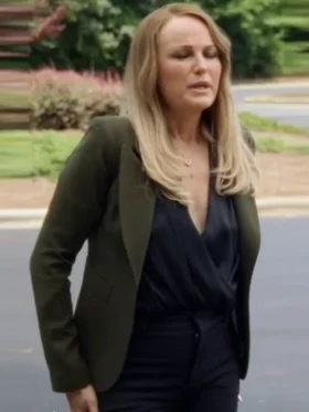 The Hunting Wives S01 Malin Akerman Green Blazer Front