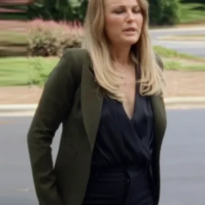 The Hunting Wives S01 Malin Akerman Green Blazer Front