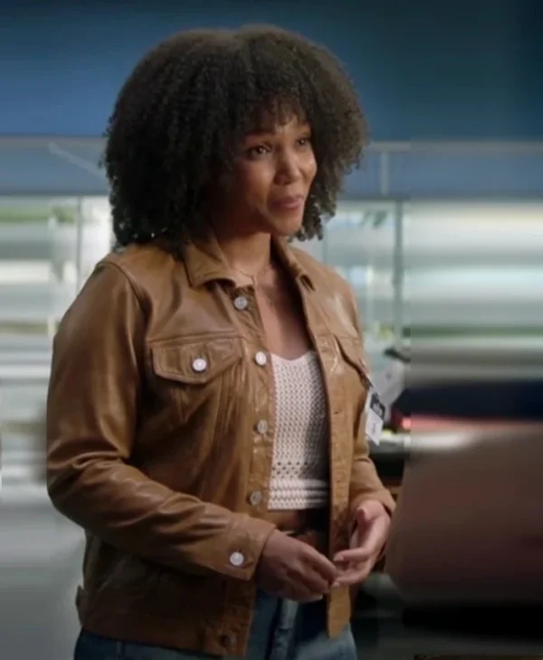 The Rookie S07 Rachel Hall Brown Leather Jacket Back