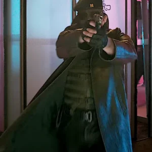 The Running Man Lee Pace Leather Coat Side