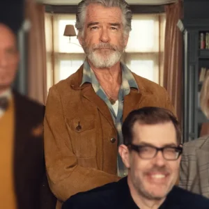 The Thursday Murder Club Pierce Brosnan Suede Leather Jacket