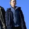 The Travellers Susie Porter Blue Puffer Coat