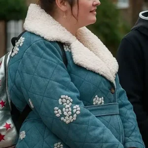 Too Much S01 Megan Stalter Blue Quilted Coat Front