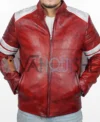 Tyler Durden Fight Club Costume Red Leather Jacket front close